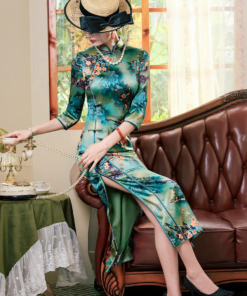 Qipao|Chinese-style silk cheongsam