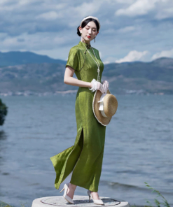 Qipao|Green national style high-end cheongsam