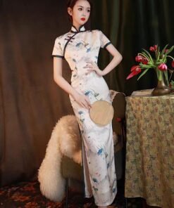 Qipao|Lotus leaf ink painting national tide cheongsam