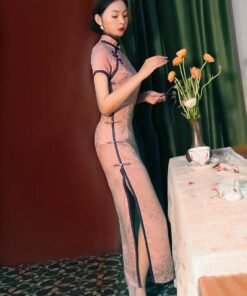 Qioai|Pink girl's high-end cheongsam