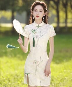 Qipao|Small fresh lace short cheongsam