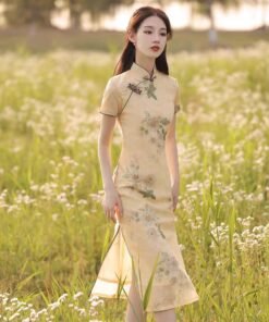 Qipao|Vintage floral print cheongsam
