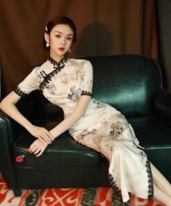 Qipao|White flower trend cheongsam