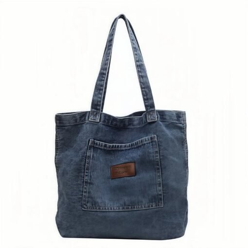 Xeie Thuk denim tote bag-dark blue