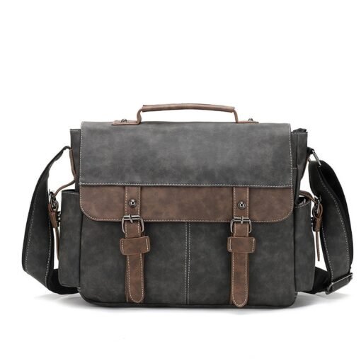 Xeie Thuk Men's Crossbody Bag-grey&coffee