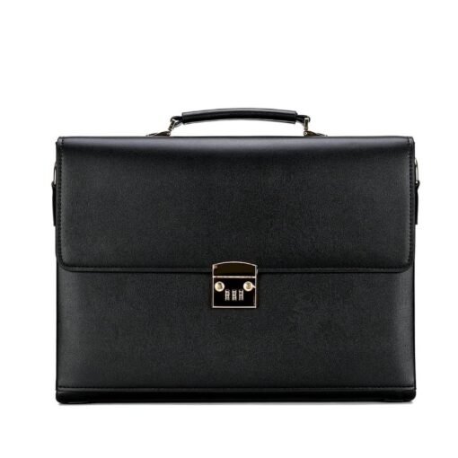 Business Password Lock Briefcase for Men Leather Portfolio Large Capacity Office Computer Bag-black