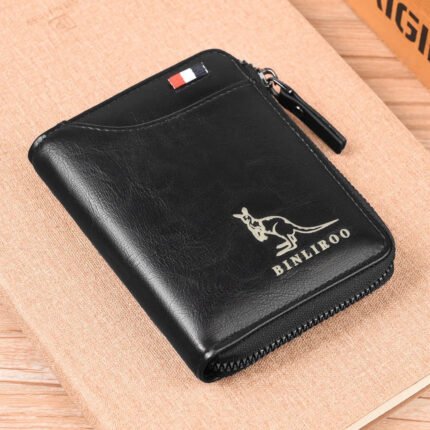 Xeie Thuk Men's Wallet Vertical Anti-Theft Brush Vintage Fashion Wallet Men's Short Zipper Wallet with Box
