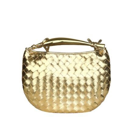 Xeie Thuk Woven Bag Chain Shoulder Bag Half-moon Bag-golden
